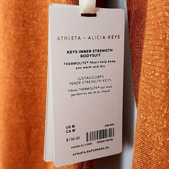 Athleta x Alicia Keys Women's Bodysuit Merino Wool Burnt Orange Gold Speck Sz M - Picture 9 of 15